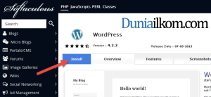 Install WordPress di Softaculous