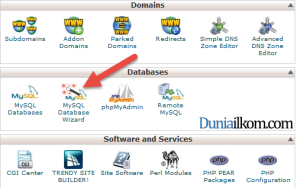 Menu MySQL Database Wizard di cPanel