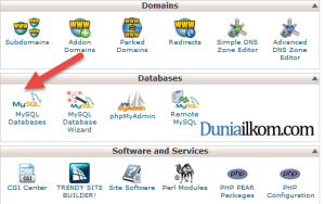 Menu MySQL Database di cPanel
