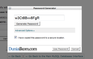 Password Generator untuk membuat database cPanel