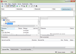 Tampilan Awal FileZilla
