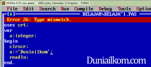 Kode Error Pascal - Error 26 - Type mismatch