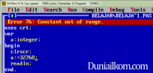Kode Error Pascal - Error 76 - Constant out of range