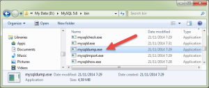 Lokasi folder program mysqldump MySQL