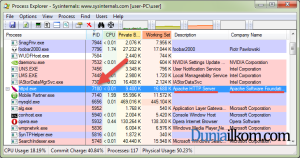 Mencari PID aplikasi menggunakan Process Explorer