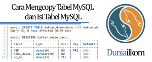 Tutorial Belajar MySQL - Cara Mengcopy Tabel MySQL dan Isi Tabel MySQL