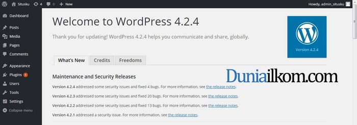 Wordpress berhasil di update