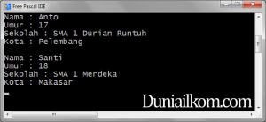 Cara membuat array dari struktur data record pascal