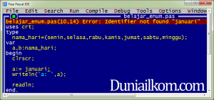 Error untuk tipe data enum