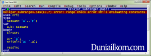 Error untuk tipe data subrange