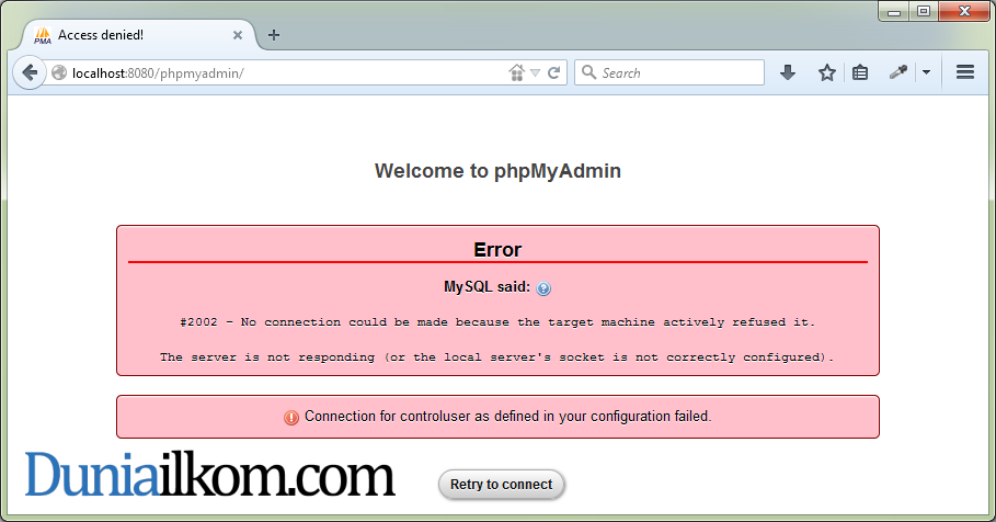 PHPmyadmin error