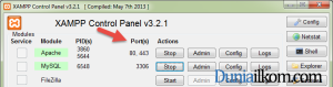 Port normal apache dan mysql bawaan xampp