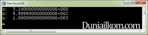 Tampilan kode program pascal mengenal tipe data real