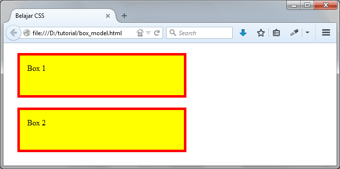Contoh Penggunaan Konsep CSS Box Model
