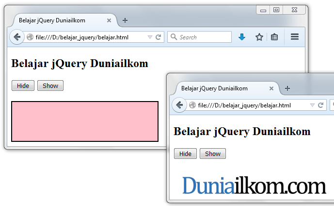 Contoh Cara Membuat Efek Show dan Hide HTML dengan jQuery