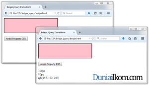 Contoh Cara Mengambil nilai property CSS dengan jQuery