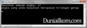 Hasil Contoh Program - Kondisi percabangan IF ELSE Pascal