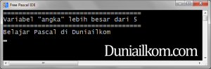 Hasil Contoh Program - Kondisi percabangan IF ELSE Pascal