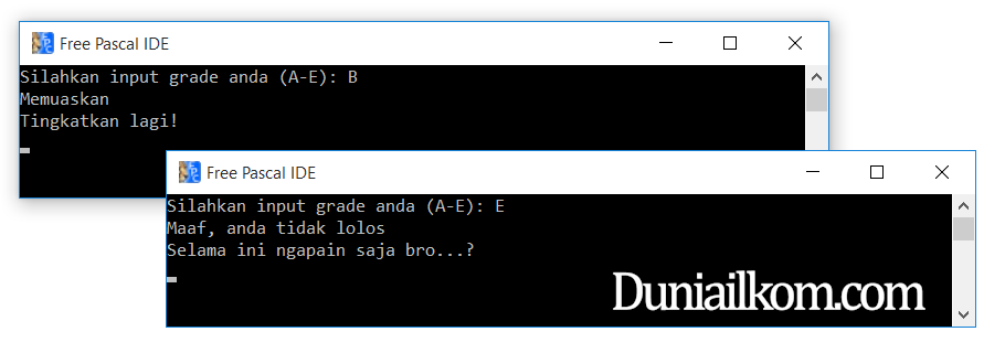Tutorial Pascal Struktur Percabangan Case Else Duniailkom