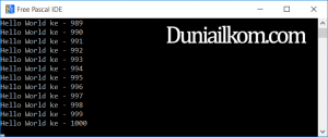 Contoh Program Pascal - Perulangan FOR DO Hello World