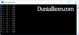 Contoh Program Pascal - Perulangan FOR DO Negatif