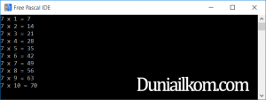 Contoh Program Pascal - Perulangan FOR DO Perkalian