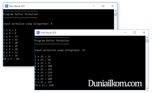 Contoh Program Pascal - Perulangan FOR DO Perkalian dari Input