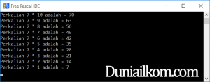 Contoh Program Pascal - Perulangan FOR DOWN TO Perkalian