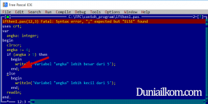Error kode Program - Kondisi IF ELSE THEN Pascal
