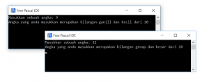 Hasil Contoh Program - Kondisi IF Bersarang - Nested IF Pascal