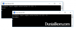 Hasil Contoh Program - Kondisi IF THEN ELSE Pascal