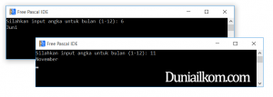 Hasil Contoh Program - Kondisi Percabangan CASE Pascal