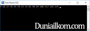 Contoh hasil kode program pembuatan deret pascal