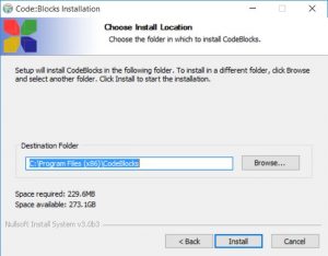 Jendela Choose Install Location Code Blocks
