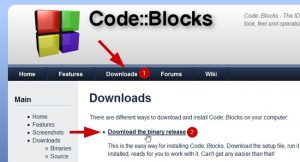 Pilih menu download Code Blocks
