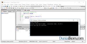 Hasil Build dan Run Code Blocks bahasa C