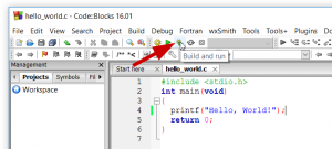 Shortcut untuk Build dan Run Code Blocks bahasa C