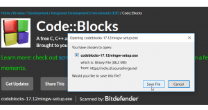 proses download codeblocks 17.12
