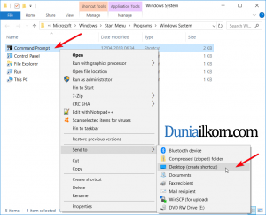 Buat shortcut cmd Windows 10