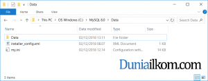 Folder data MySQL 8.0