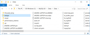 Folder database belajar MySQL 8.0