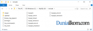 Folder include MySQL 8.0