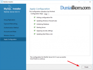 Instalasi MySQL 8.0 Selesai