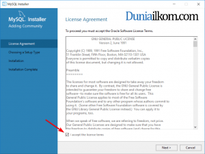 Jendela license agreement MySQL 8.0