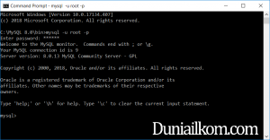 Login sebagai MySQL Client dengan password