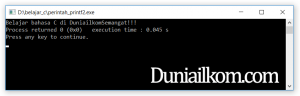 Menampilkan dua baris teks dengan perintah printf bahasa C