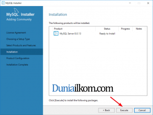 Mulai proses instalasi MySQL 8.0