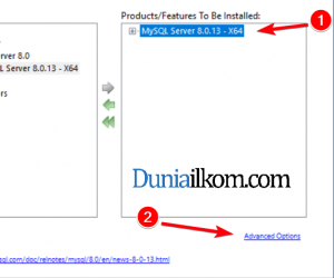 Pilih menu Advanced Options MySQL 8.0