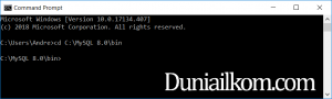 Pindah ke folder MySQL 8.0 dengan cmd Windows