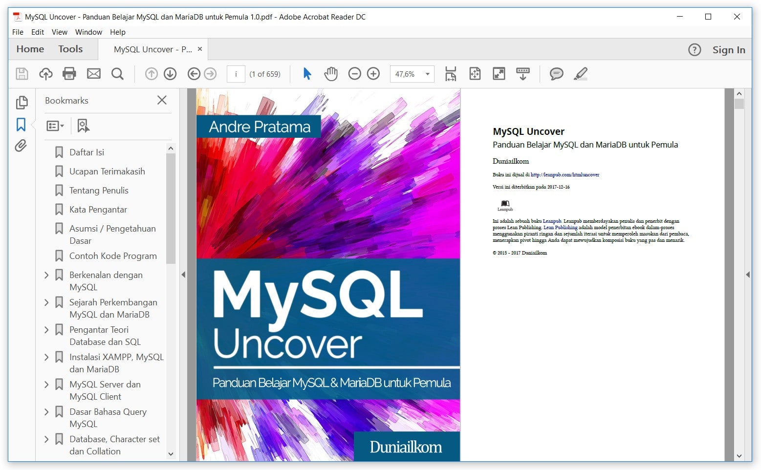 Tampilan eBook MySQL Uncover